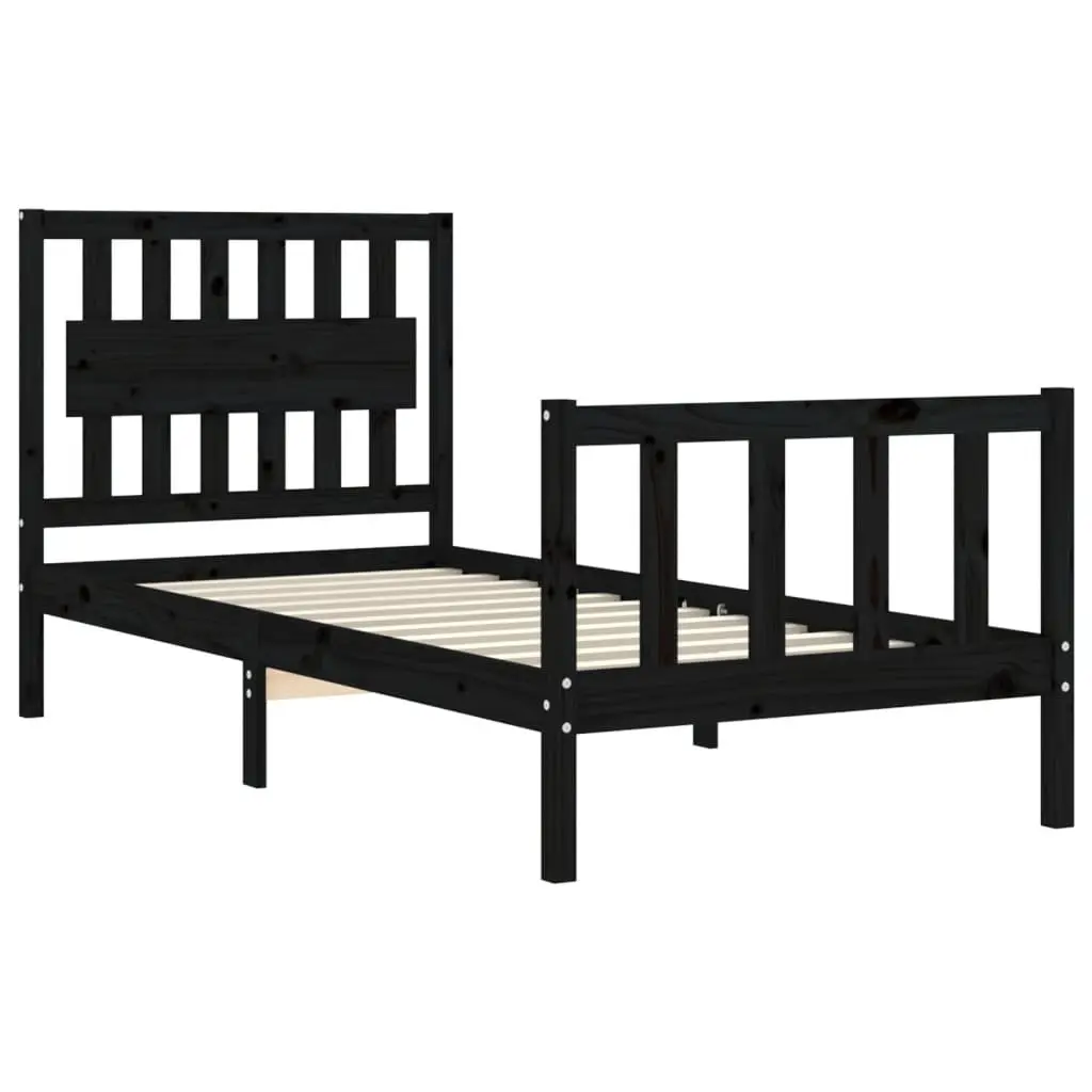 Black Bed Frame 90x190 cm in Solid Pine