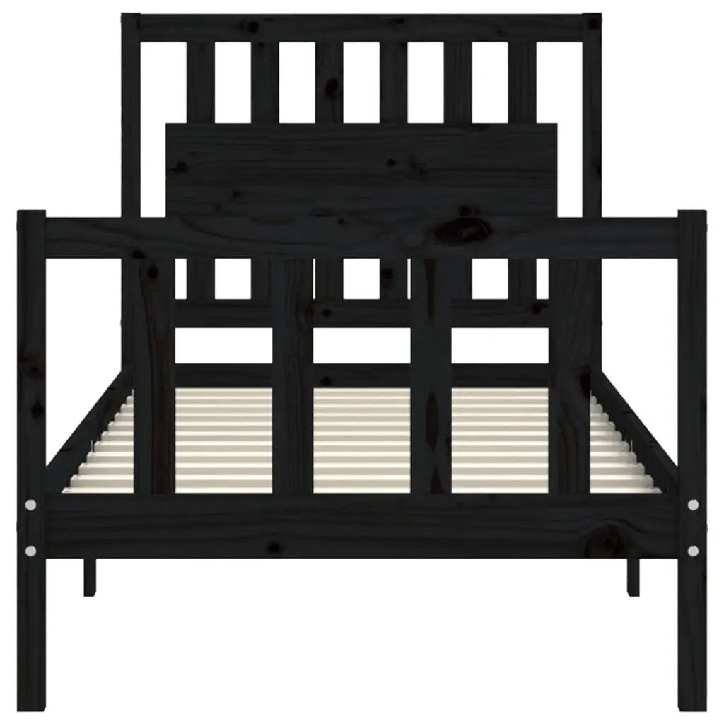 Black Bed Frame 90x190 cm in Solid Pine