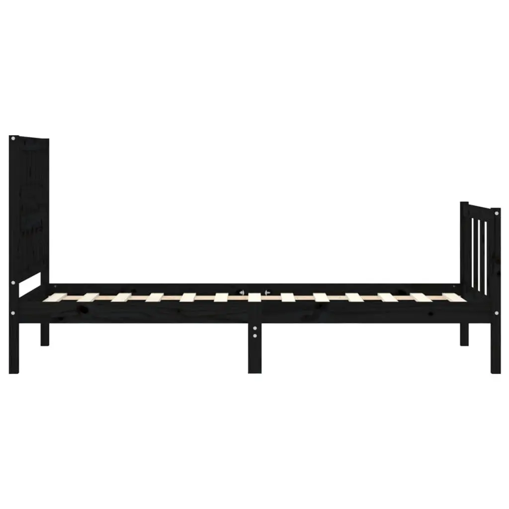 Black Bed Frame 90x190 cm in Solid Pine