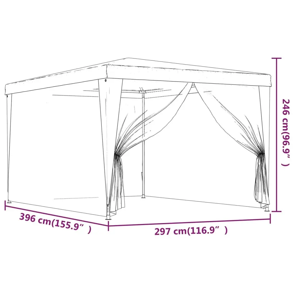 Party Tent Gazebo Mesh Sidewalls 3x4m Outdoor Canopy Garden Shelter