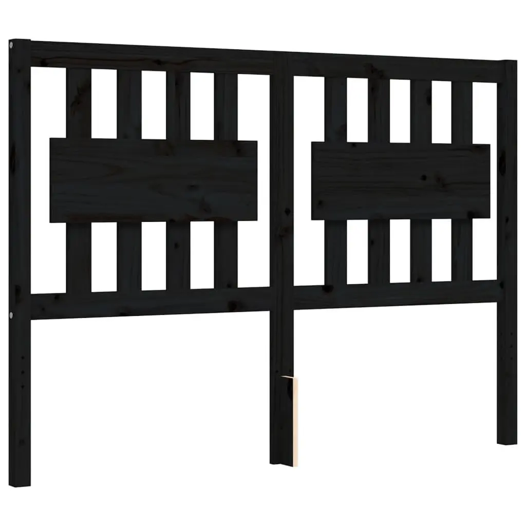 Solid Wood Pine Bed Frame 135x190 cm Black Wooden Bed with Headboard Footboard