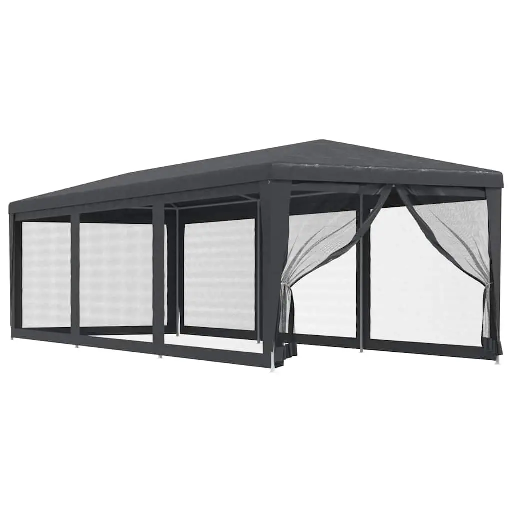 Party Tent Outdoor Pavilion Gazebo 3x9m with 8 Mesh Sidewalls for Events Garden