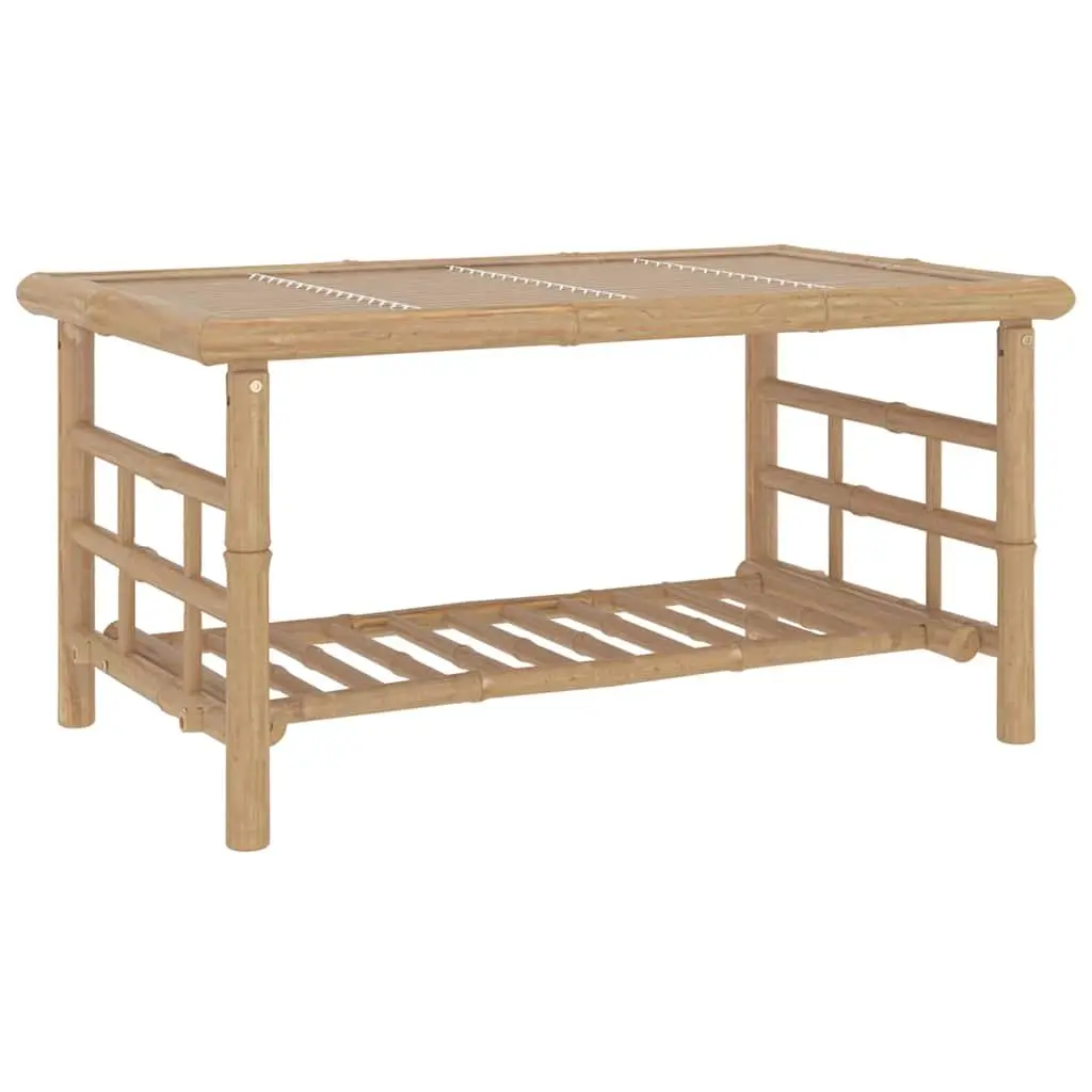 Bamboo Garden Lounge Set Slatted Seating with Grey Cushions 2 Piece