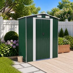Garden Shed Green Outdoor Storage Tool House Galvanised Steel 192x108x223cm