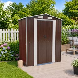Your Dark Brown Garden Shed Awaits for Tool Organization