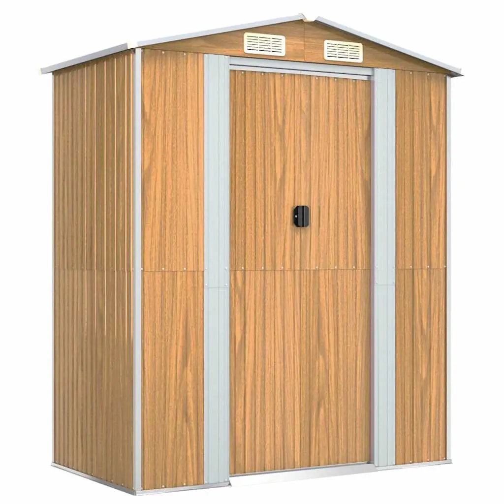 Garden Shed Outdoor Storage Light Brown Galvanised Steel Tool Equipment House