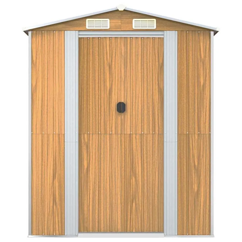 Garden Shed Outdoor Storage Light Brown Galvanised Steel Tool Equipment House