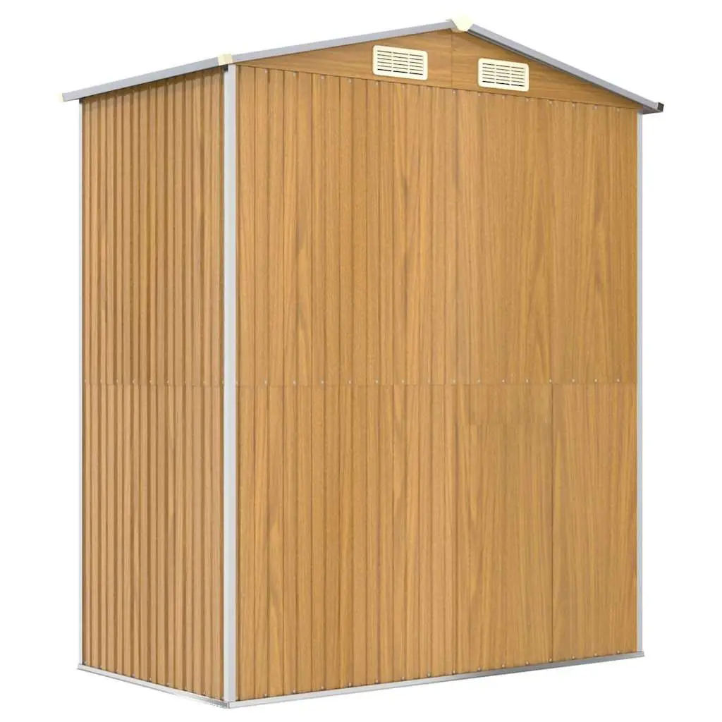 Garden Shed Outdoor Storage Light Brown Galvanised Steel Tool Equipment House