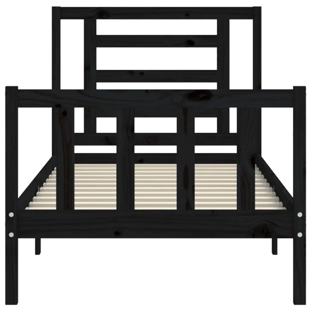 Bed Frame Solid Wood Pine Black 90x190 cm
