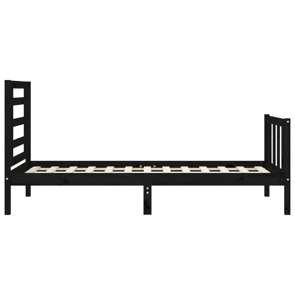 Bed Frame Solid Wood Pine Black 90x190 cm