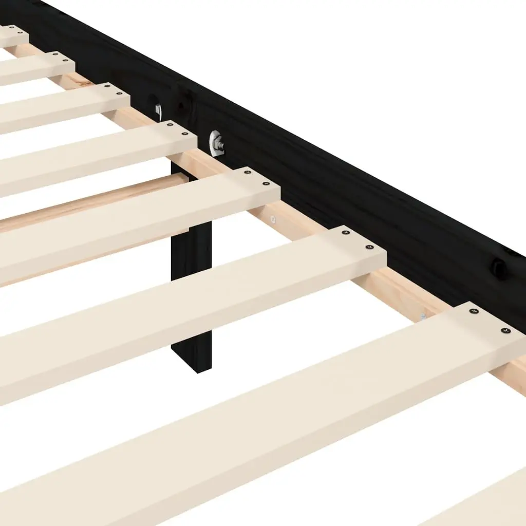 Bed Frame Solid Wood Pine Black 90x190 cm