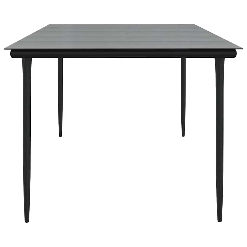 Garden Dining Table Black Powder-coated Steel Tempered Glass 200x100x74cm