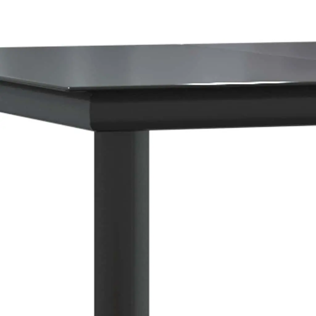 Garden Dining Table Black 160x80x74cm Outdoor Furniture Steel Frame Tempered Glass