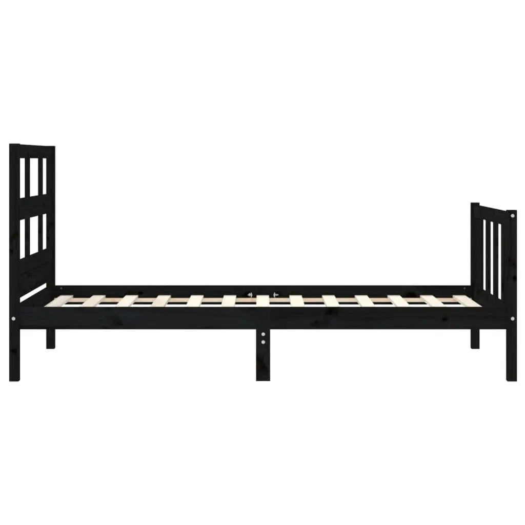 Solid Pine Wood Bed Frame Black 90x190 cm