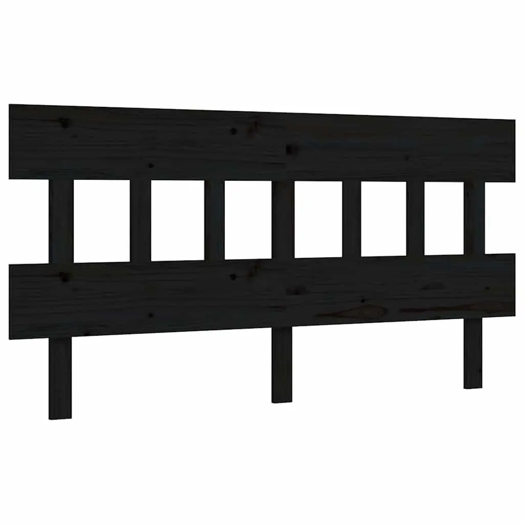 Bed Frame Solid Pine Wood Black 150x200 cm Headboard Footboard
