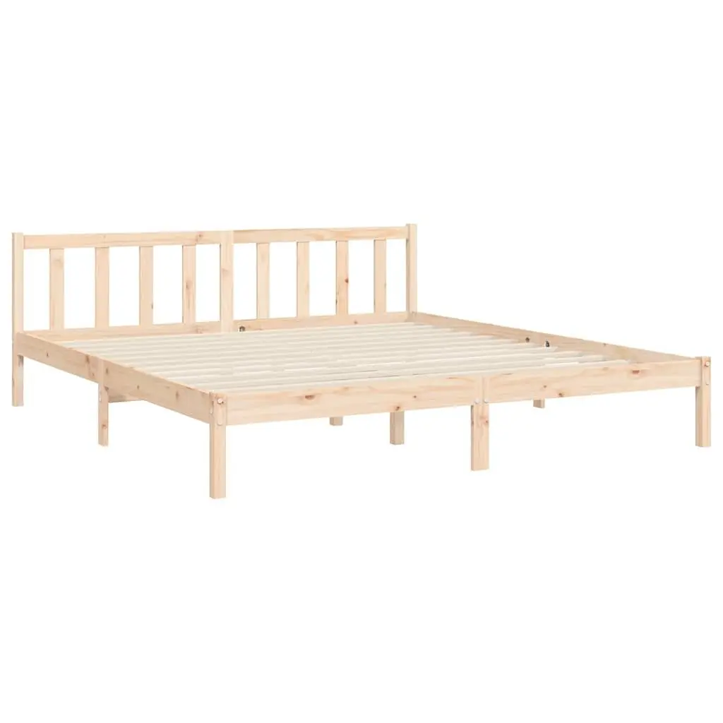 King Bed Frame Solid Pine Wood 183x203 cm with Plywood Slats