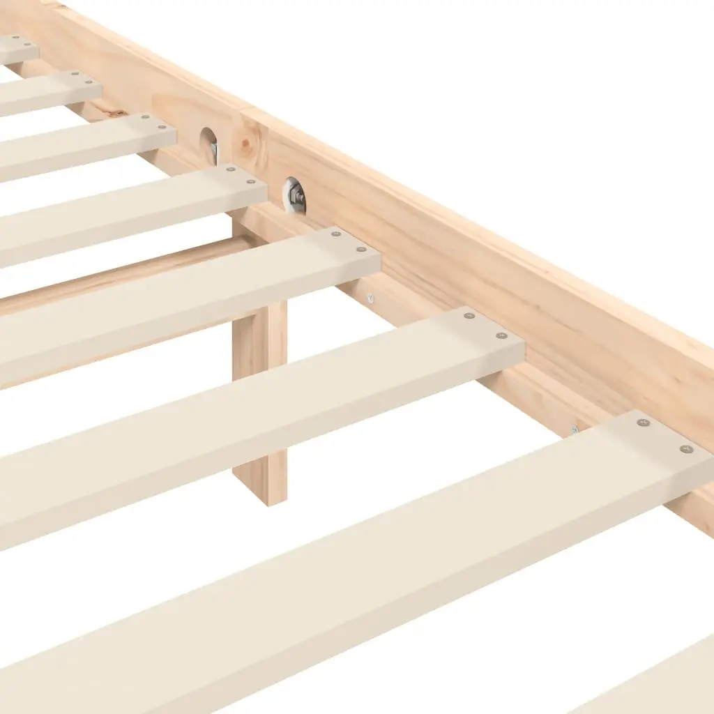 King Bed Frame Solid Pine Wood 183x203 cm with Plywood Slats