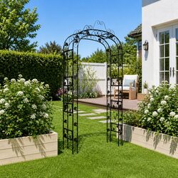Garden Arch Black 116x45x240cm Steel Frame Trellis Pergola Climbing Plants
