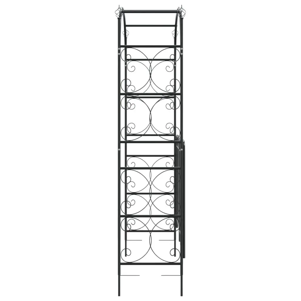 Garden Arch with Gate Black Steel Outdoor Trellis Structure 108x45x235cm