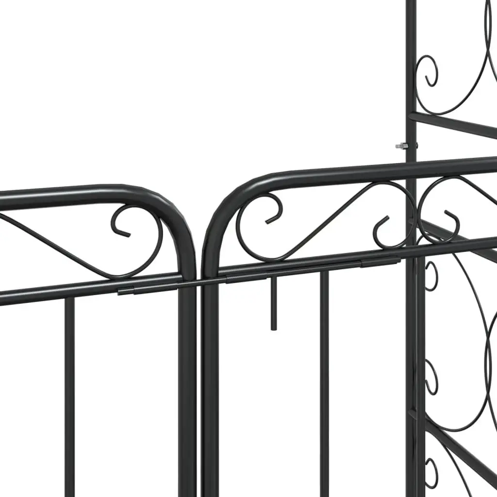 Garden Arch with Gate Black Steel Outdoor Trellis Structure 108x45x235cm