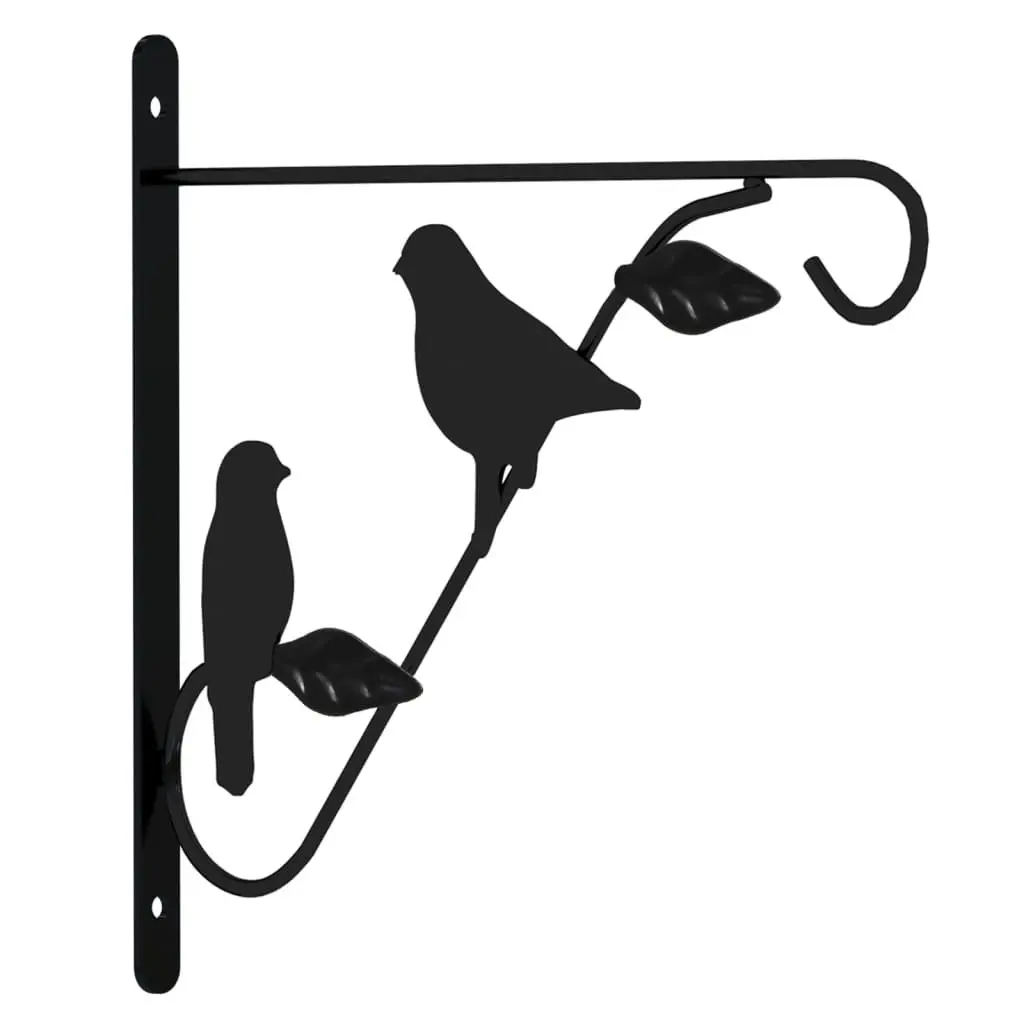 Hanging Basket Brackets Steel Black 4 Piece Garden Patio Plant Flower Pot Hook