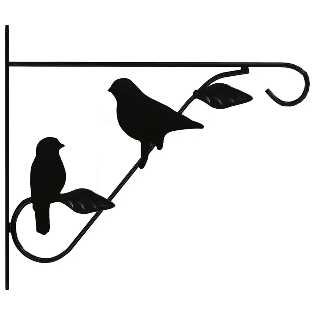 Hanging Basket Brackets Steel Black 4 Piece Garden Patio Plant Flower Pot Hook