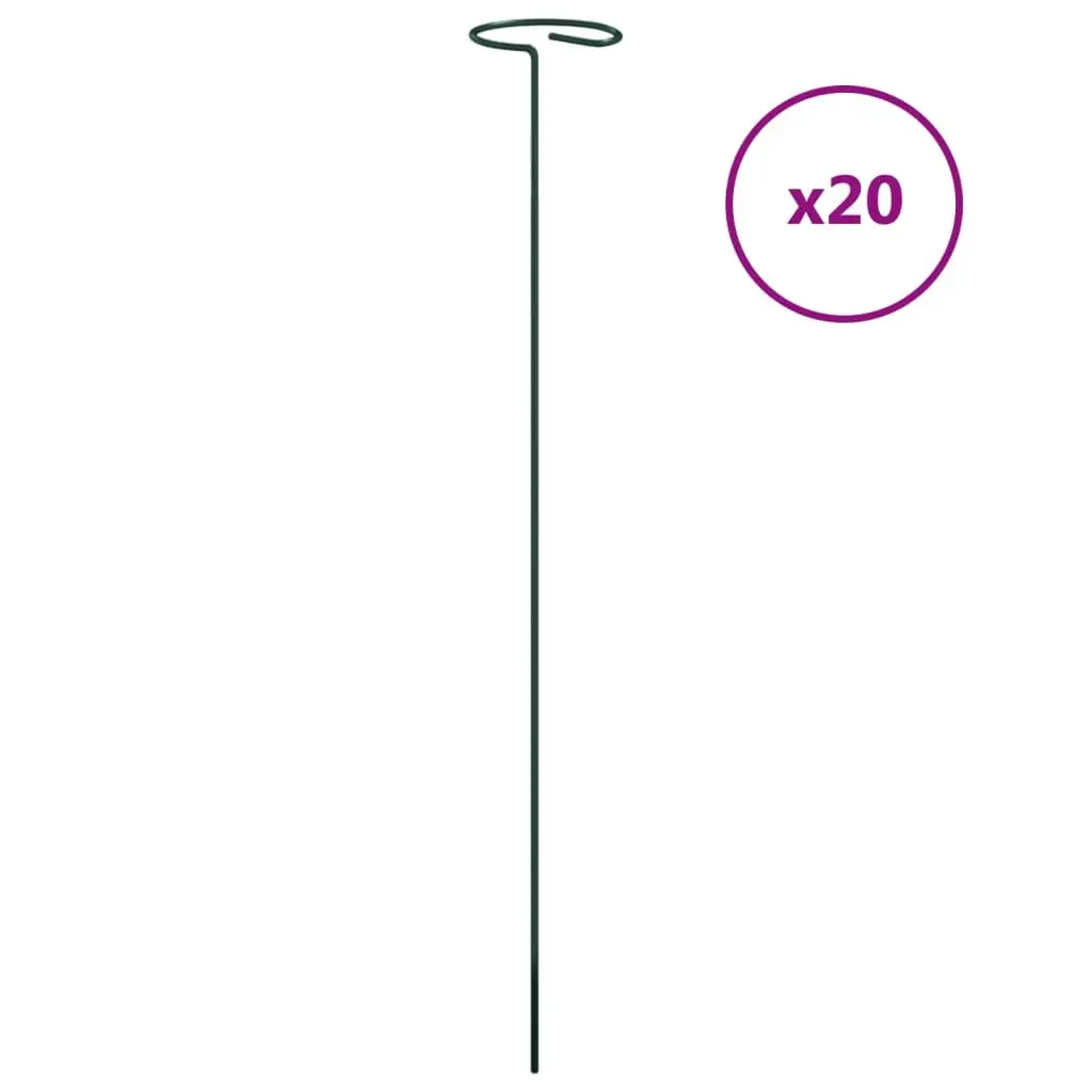 Garden Plant Stakes Dark Green 40cm Steel Support Stake 20 Piece