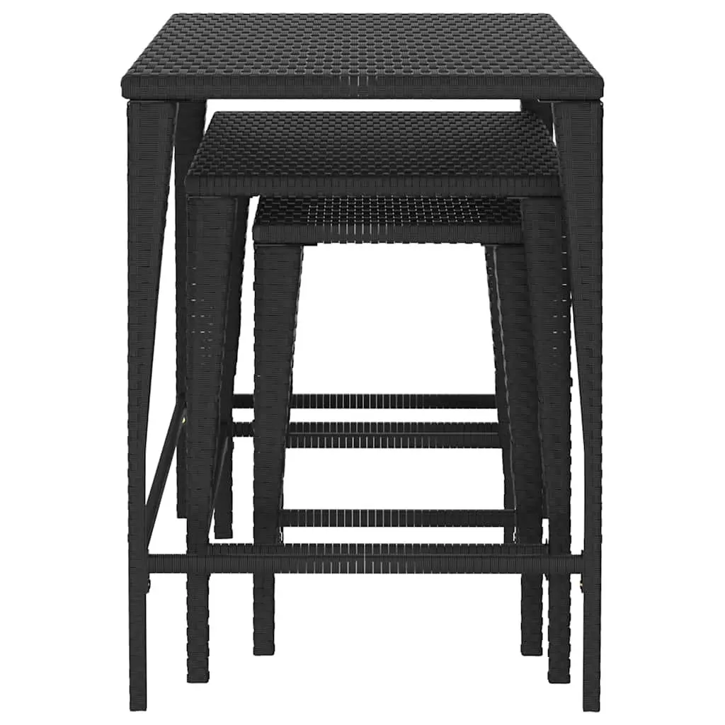 Nesting Tables Set 3 Piece Black Stackable Storage Tables