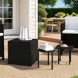 Your Outdoor Companion: Set of 3 Black Rattan Tables
