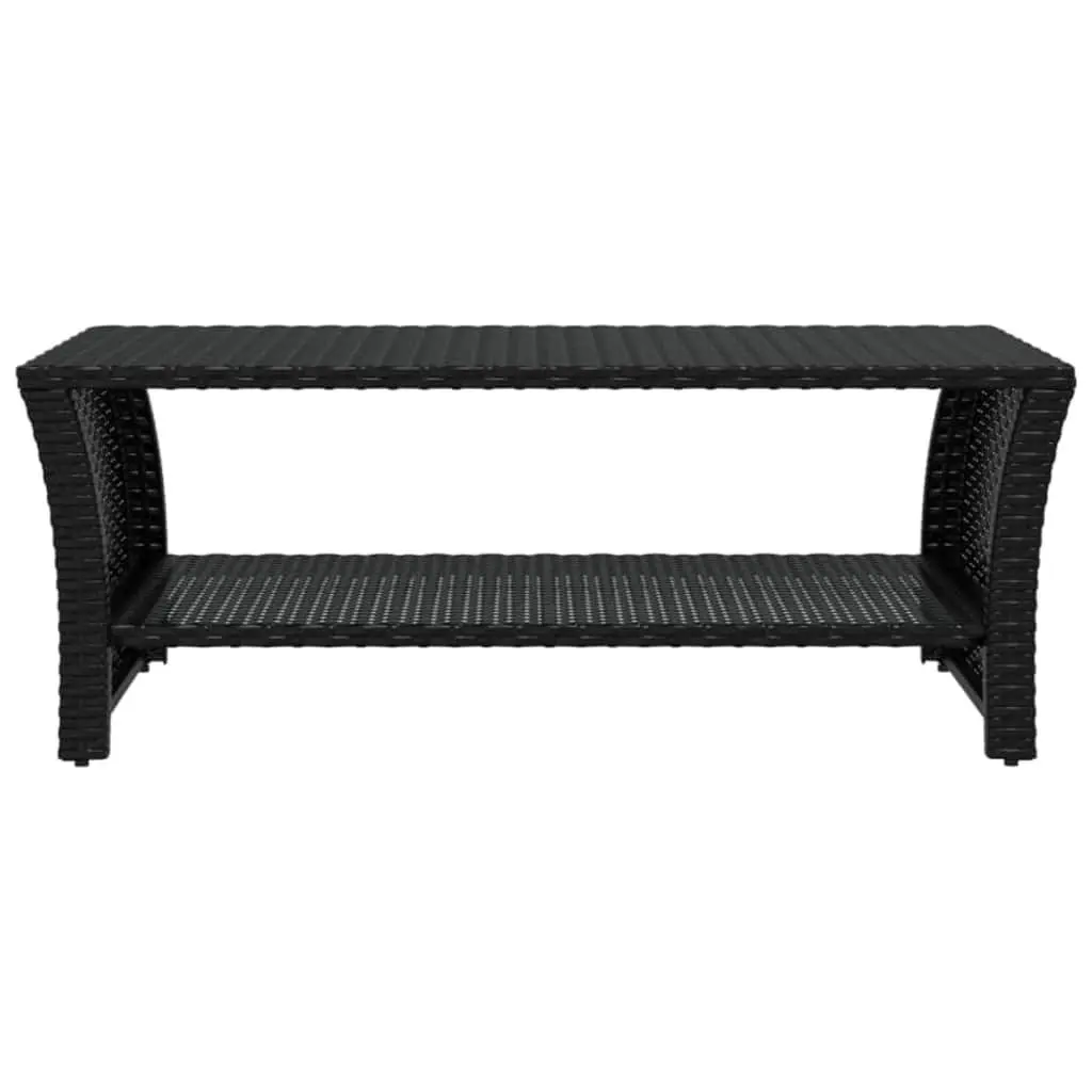 Coffee Table Black Outdoor Poly Rattan with Steel Frame 100L x 50W x 40H cm