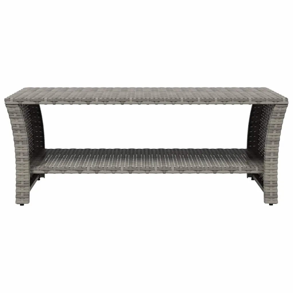 Coffee Table Grey Outdoor Garden Patio Poly Rattan with Storage Shelf 100 x 50 x 40 cm