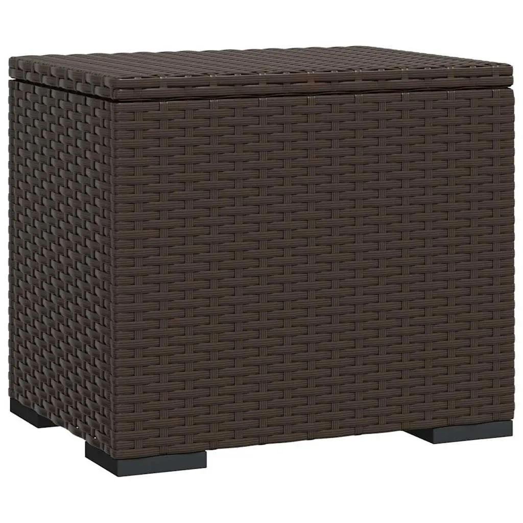 Ottoman Footrest Brown Poly Rattan Garden Patio Relaxation Seat with Cushion