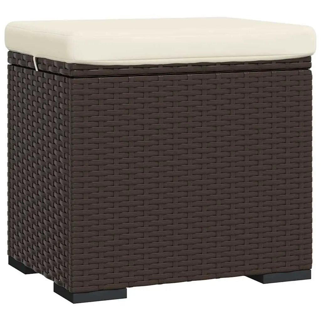 Outdoor Ottomans Weather Resistant Poly Rattan with Cushions 2 pcs Brown