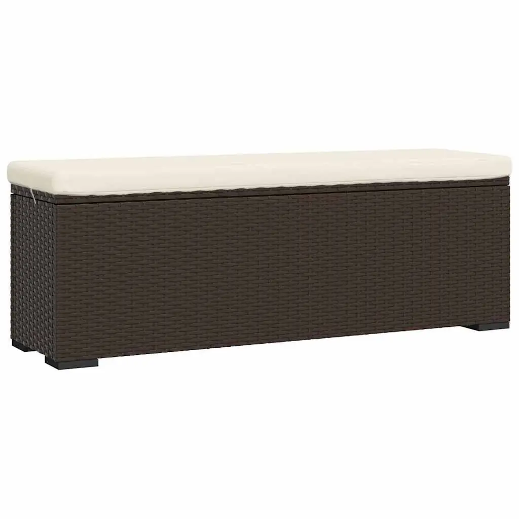 Outdoor Ottoman Bench Brown Poly Rattan Weather Resistant Seating with Cushion 110 x 30 x 40 cm