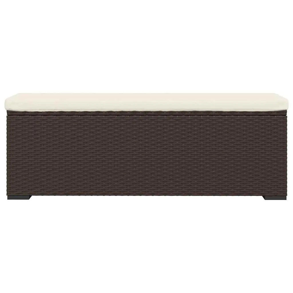 Outdoor Ottoman Bench Brown Poly Rattan Weather Resistant Seating with Cushion 110 x 30 x 40 cm