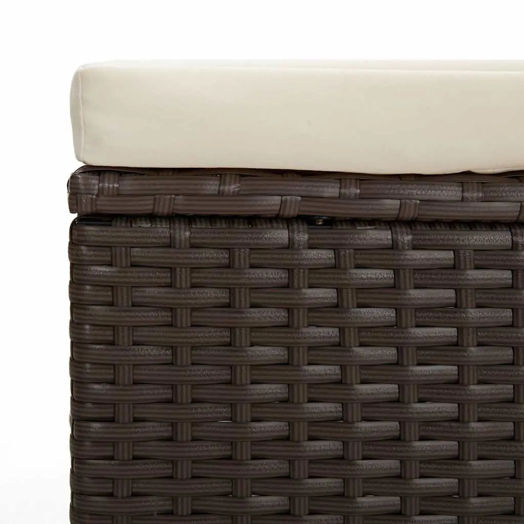 Outdoor Ottoman Bench Brown Poly Rattan Weather Resistant Seating with Cushion 110 x 30 x 40 cm