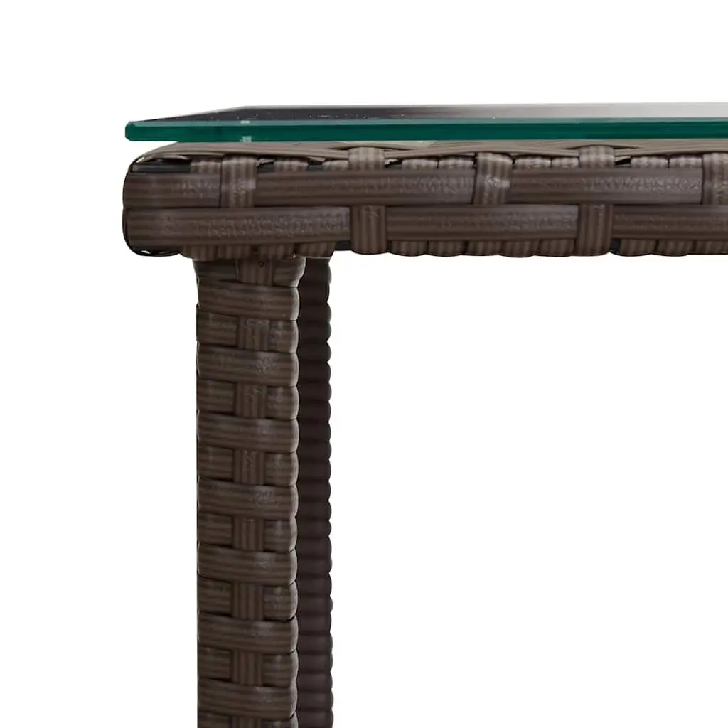 Side Table Brown Weather Resistant 45x45x45 cm Poly Rattan Tempered Glass Indoor Outdoor