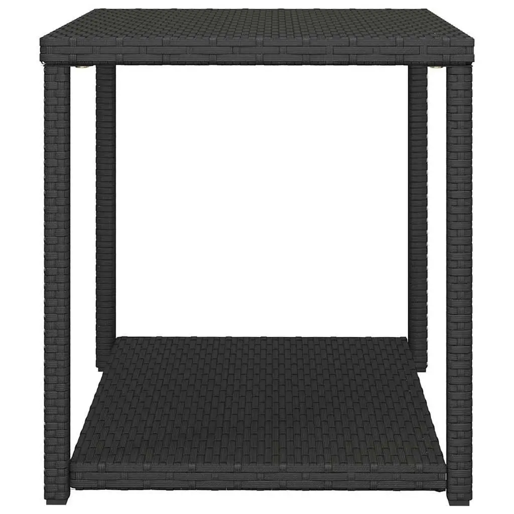 Side Table Black Poly Rattan 55x45x49cm Outdoor Indoor Accent End Table Storage