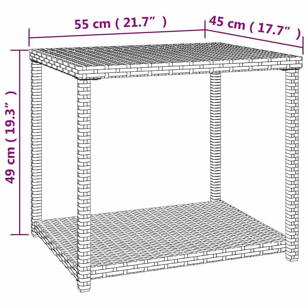 Side Table Black Poly Rattan 55x45x49cm Outdoor Indoor Accent End Table Storage