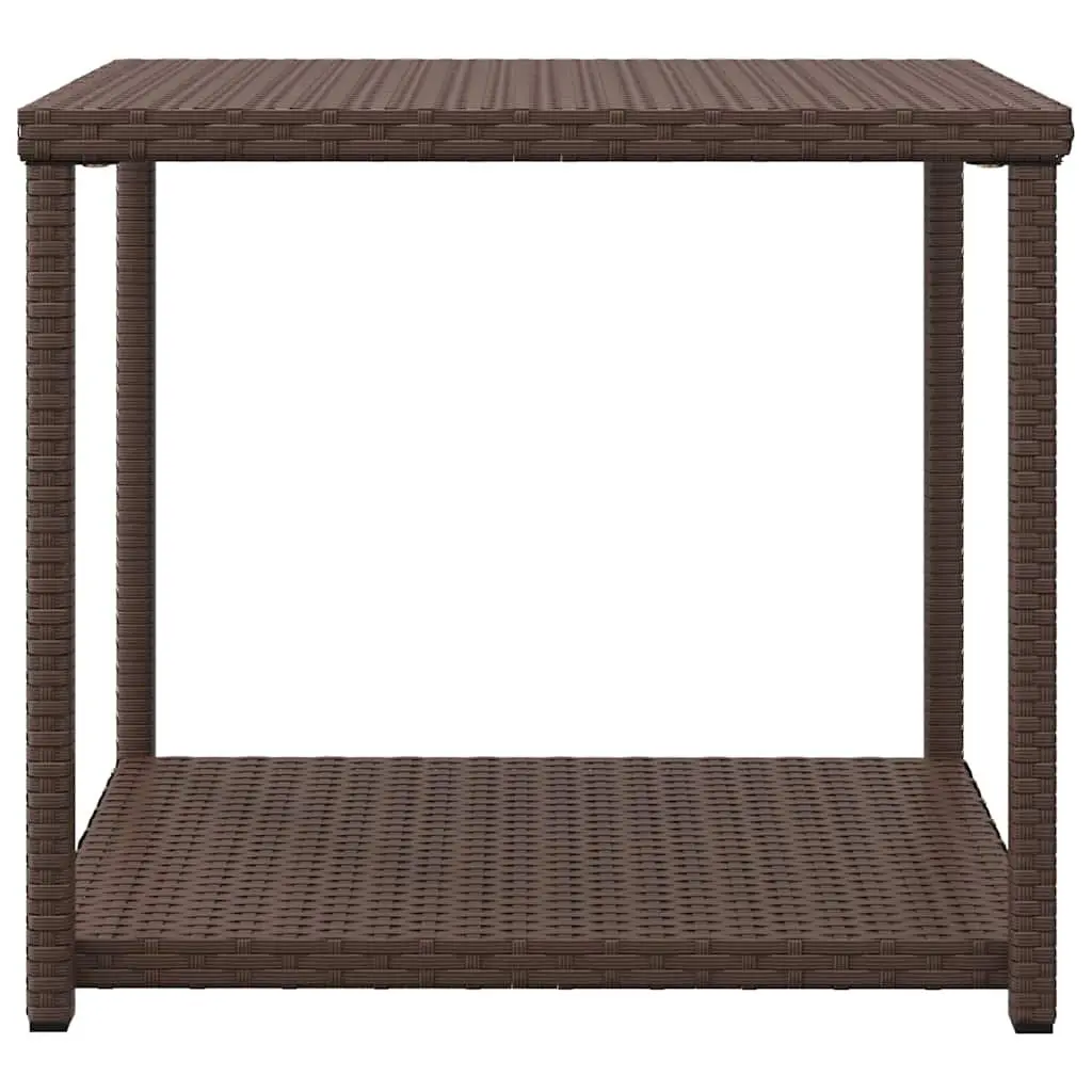 Side Table Brown 55x45x49 cm PE Rattan 2 Layer Outdoor Indoor Accent Table