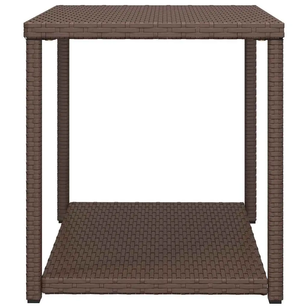 Side Table Brown 55x45x49 cm PE Rattan 2 Layer Outdoor Indoor Accent Table