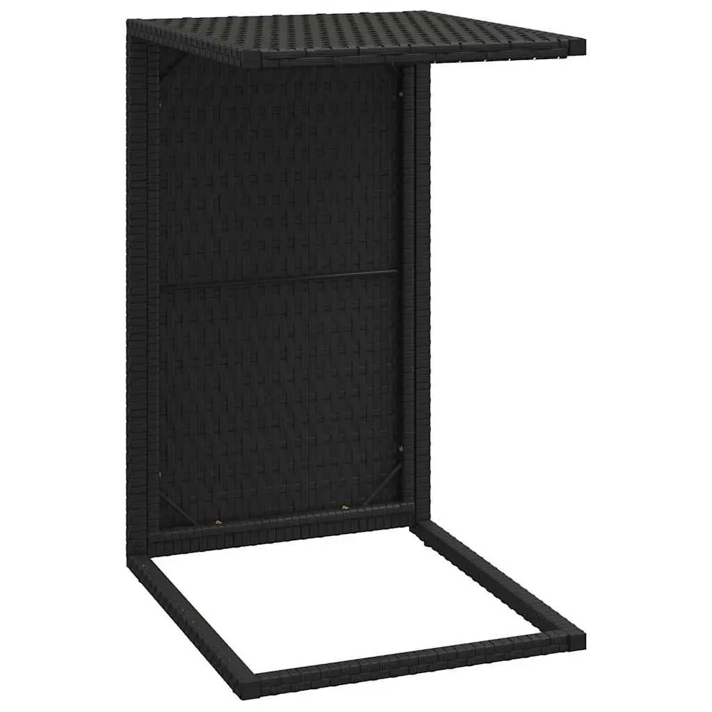C-Shaped Side Table Black Weather Resistant 40x35x60cm Poly Rattan Accent End Table