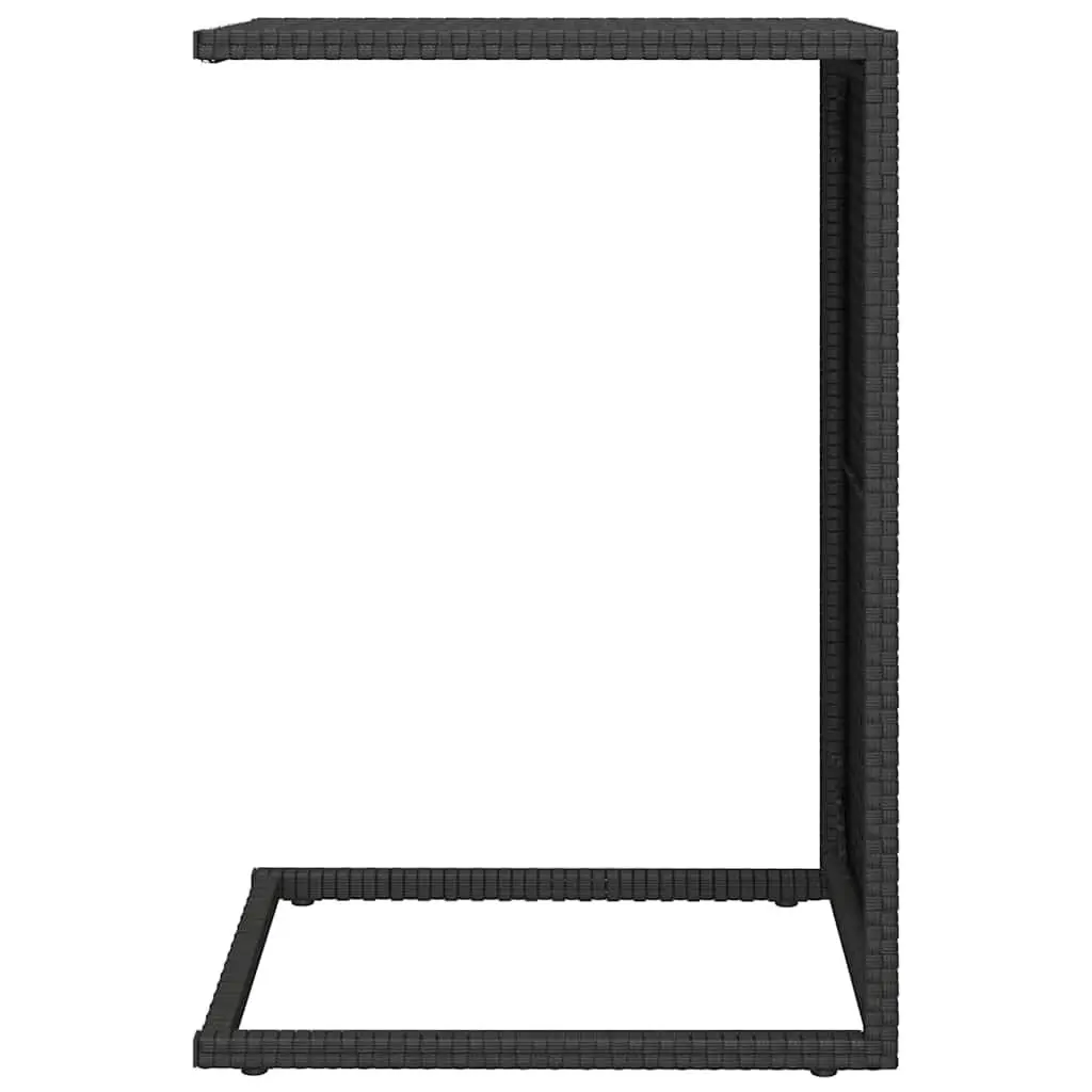 C-Shaped Side Table Black Weather Resistant 40x35x60cm Poly Rattan Accent End Table