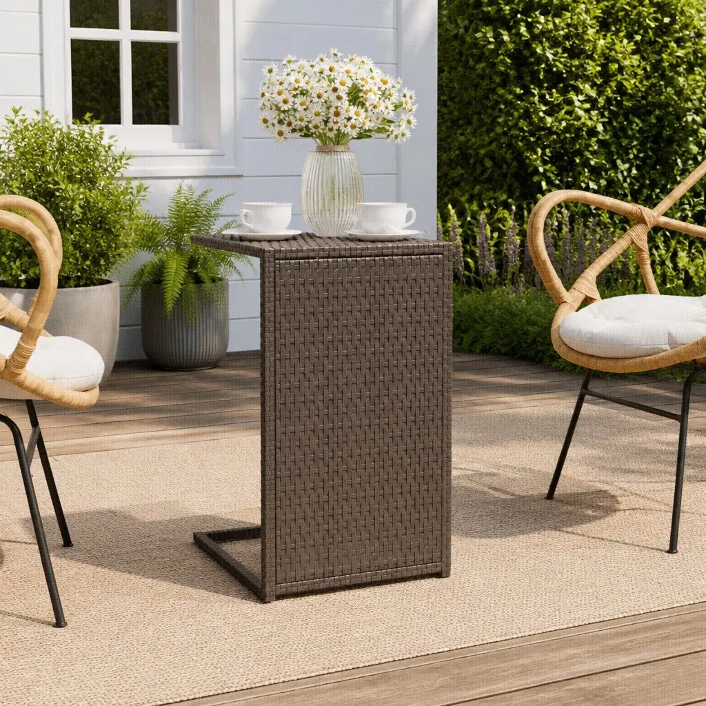 C Table Brown C-Shaped 40x35x60cm Accent End Table Side Sofa Bedside