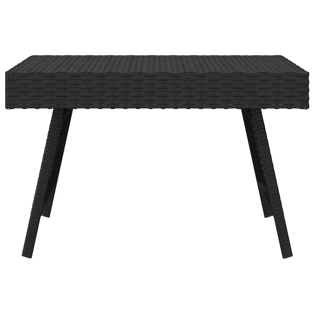 Foldable Side Table Black Accent End Table Indoor Outdoor Poly Rattan Steel