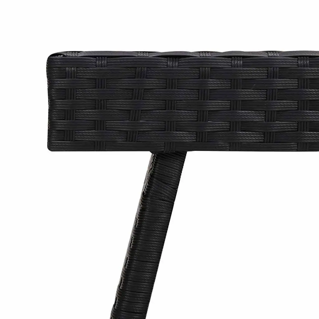 Foldable Side Table Black Accent End Table Indoor Outdoor Poly Rattan Steel
