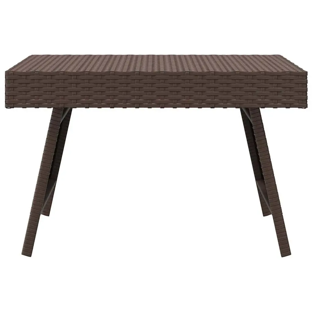 Foldable Side Table Brown Poly Rattan Steel Frame 60 x 40 x 38 cm