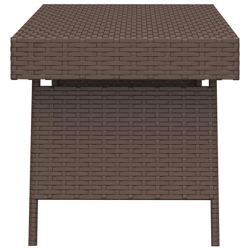 Foldable Side Table Brown Poly Rattan Steel Frame 60 x 40 x 38 cm
