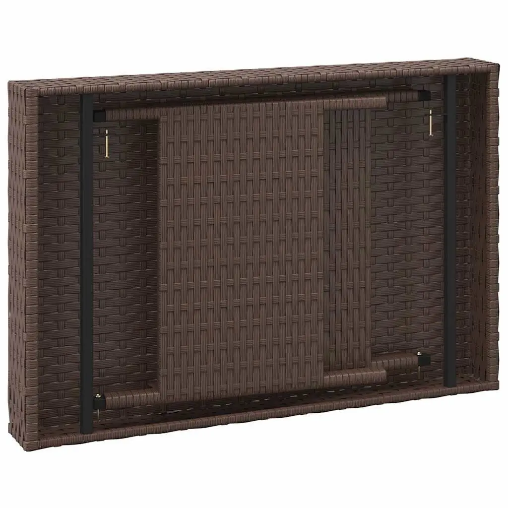Foldable Side Table Brown Poly Rattan Steel Frame 60 x 40 x 38 cm