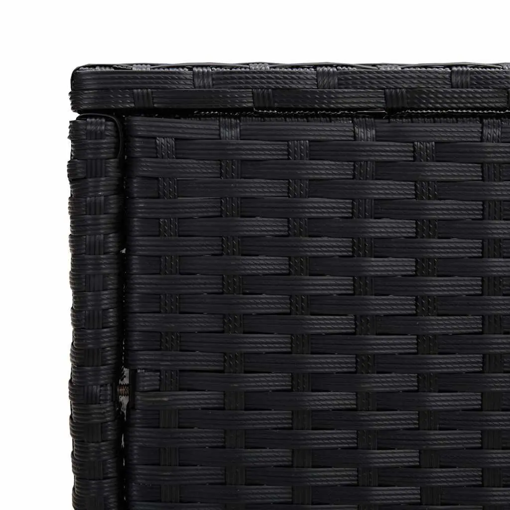Nesting Tables 3 Pieces Black Poly Rattan End Side Coffee Tables Storage